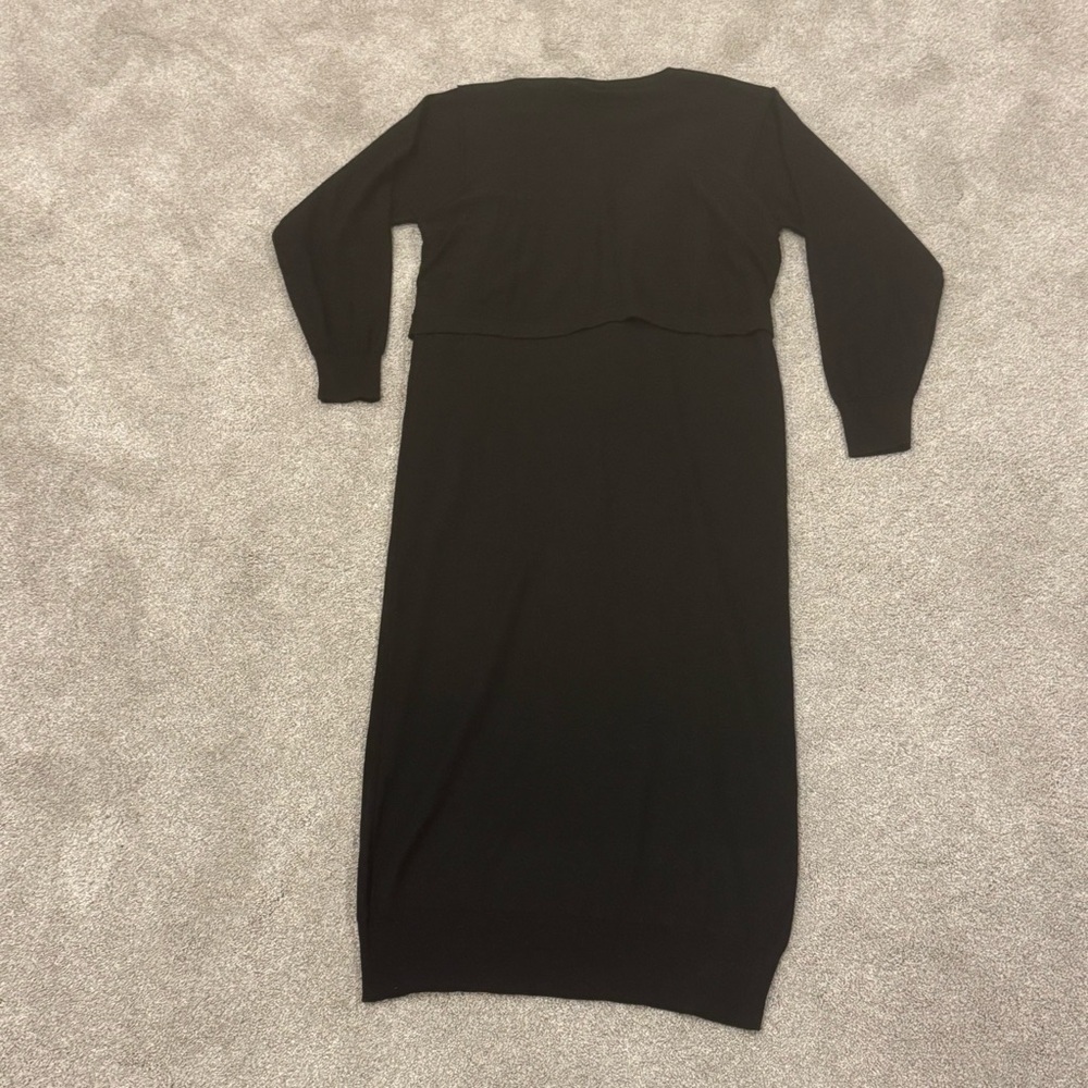 Lemaire Knitted Dress Black Double Layered Midi Dress Merino Wool size small - Picture 6 of 12